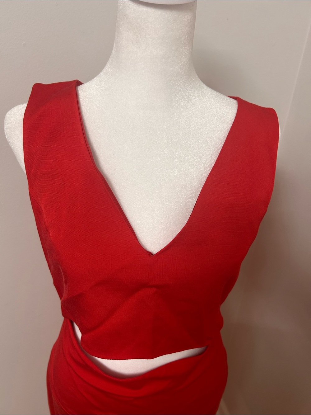 French Connection Red Cutout Bodycon Mini Dress UK 10 US 6 Exposed Zip - Picture 2 of 7